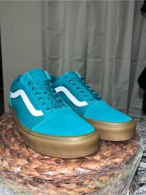 Vans Teal Suede Old Skool Sneakers with Gum Sole